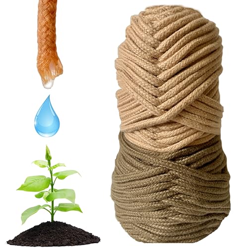 NIVAVE Pro - Plants Automatic Drip Watering Wick Cord Spike for 15-30 Days Holiday/Hydroponic NFT String Rope (1/5 inch, Light & Dark Brown, 5 mm, 60 feet) - Image 1