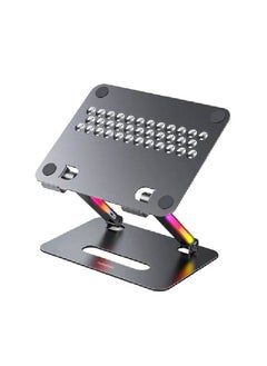 porodo Laptop Stand 17.3" Wide Device Combability, Folding Design Adjustable Angles Aluminum Alloy RGB Built-In Lights  - Image 1