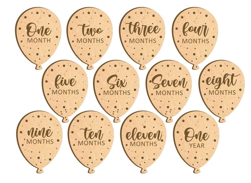Baby Monthly Milestone Cards 12 Count Light Birch From Newborn To 1 Year Wooden Milestones Photoshoot Props & Markers