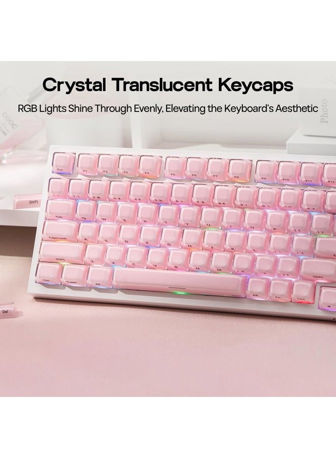 EPOMAKER Lusterfly Jelly Keycaps Set - 123 Keys Double-Shot Laser Engraved, MDA Profile, ABS+PC, Non-Shine-Through, MX-Compatible for 61/68/84/87/98/100/104-Key Mechanical Keyboard (Pink) - Image 4