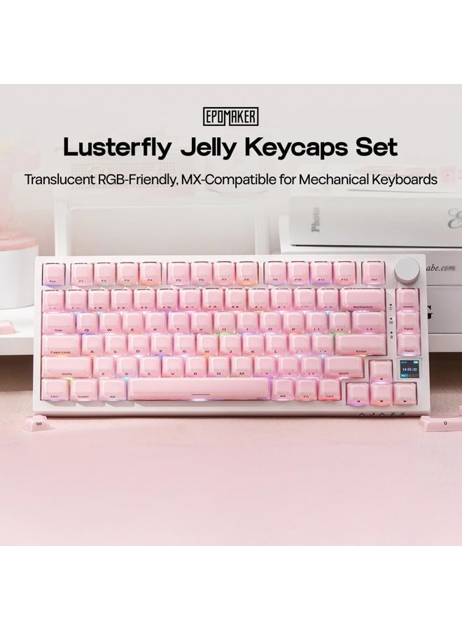 EPOMAKER Lusterfly Jelly Keycaps Set - 123 Keys Double-Shot Laser Engraved, MDA Profile, ABS+PC, Non-Shine-Through, MX-Compatible for 61/68/84/87/98/100/104-Key Mechanical Keyboard (Pink) - Image 2