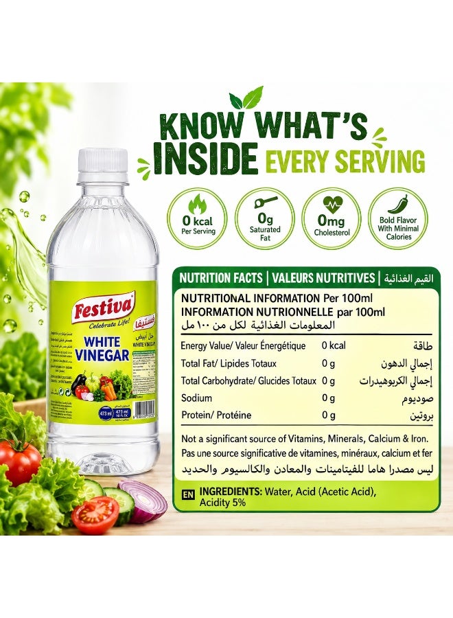 Festiva White Vinegar 1L - Multi Purpose Cooking Vinegar for Salads, Marinades, Pickling and Cleaning - Clear Vinegar - Image 1