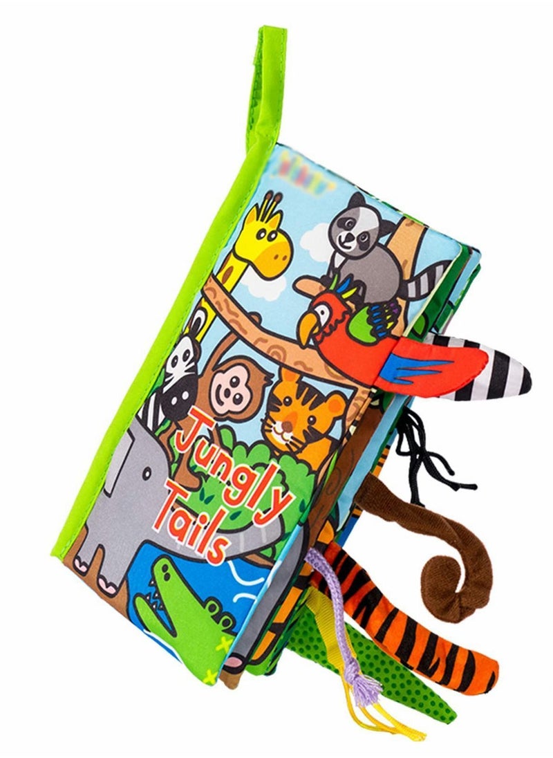Y&D Baby Cloth Books, Touch & Feel Crinkle Soft for Infants Babies, Toddler Early Educational Interactive Stroller Toys, Girl Boy Gift(Jungle Tails)  - Image 1