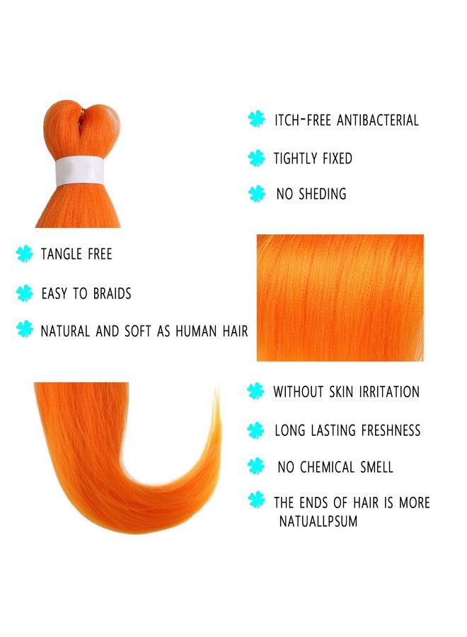 Leeven ضفائر شعر ممتدة مسبقًا بطول 26 بوصة، عبوتان من شعر الضفائر البرتقالي، ضفائر شعر كروشيه ملتوية مسبقة التمدد خالية من الحكة، ألياف صناعية، وصلات شعر مضفرة بملمس ياكي (برتقالي#) - Image 4
