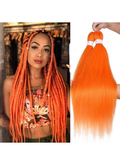 Leeven Pre Stretched Braiding Hair 26 Inch 2 Pack Orange Braiding Hair Pre Stretched Itch Free Synthetic Fiber Crochet Twist Braids Yaki Texture Braiding Hair Extensions(Orange#)  - Image 1
