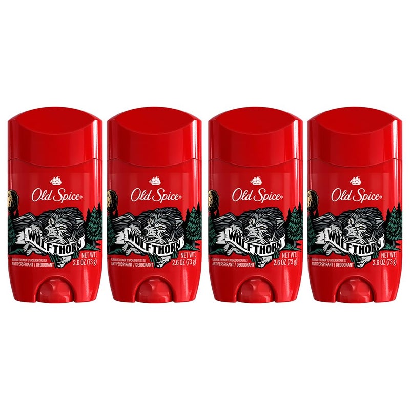 Old Spice Wild Collection Wolfthorn Scent Men's Invisible Solid Antiperspirant Deodorant 2.6 Ounce (Pack of 4)