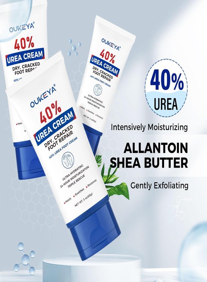 OUKEYA Urea Cream 40 Percent Tube 3 Oz, Urea Foot & Hand Cream for Dry Cracked, 40 per Urea Lotion for Feet Maximum Strength 3 Ounce(Pack of 3) - Image 5