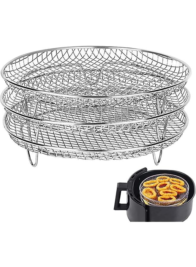 vesus Air Fryer Three Stackable Dehydrator Racks, Stainless Steel Air Fryer Rack Fit all 4.2QT - 5.8QT Air fryer, Oven, Press Cooker, Air Flow Racks - Image 1