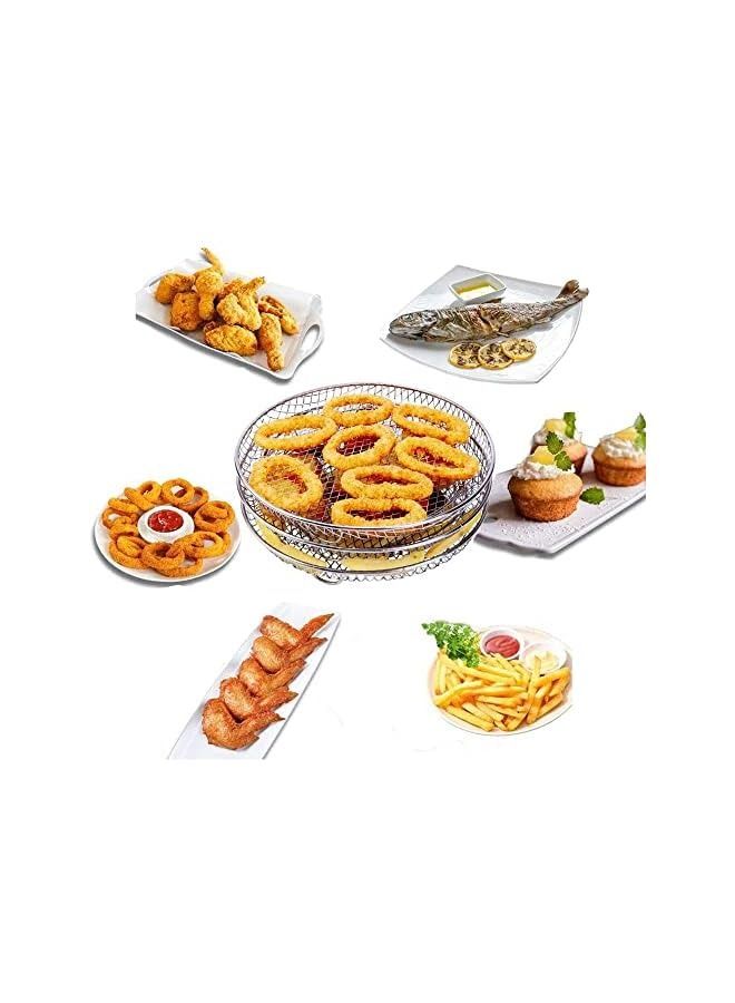 vesus Air Fryer Three Stackable Dehydrator Racks, Stainless Steel Air Fryer Rack Fit all 4.2QT - 5.8QT Air fryer, Oven, Press Cooker, Air Flow Racks - Image 2