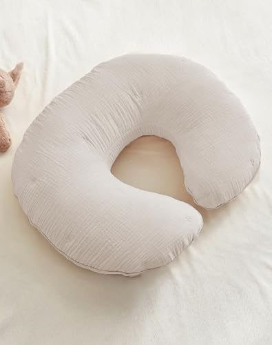 Wimist Nursing Pillow Covers, Muslin Nursing Cover for Breastfeeding Pillows, Comfortable for Baby Girls and Boys (White) - Image 3