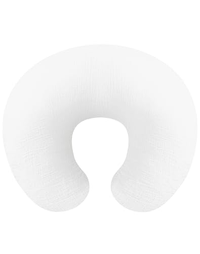 Wimist Nursing Pillow Covers, Muslin Nursing Cover for Breastfeeding Pillows, Comfortable for Baby Girls and Boys (White)
