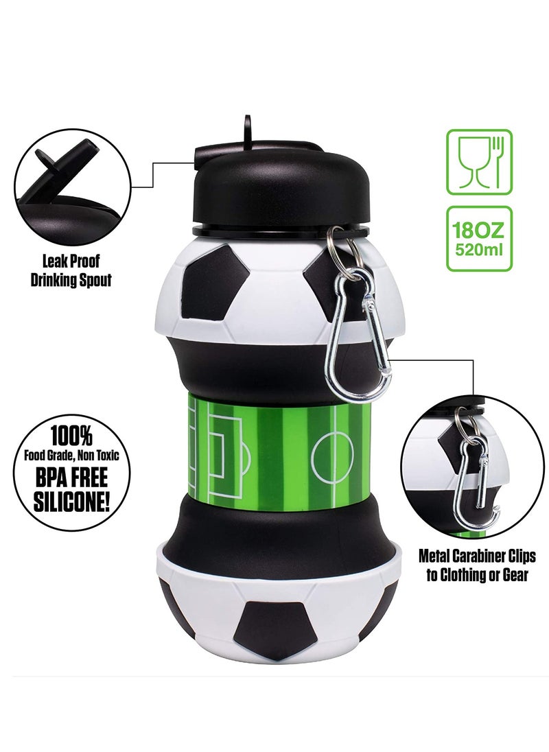 Arabest - Football Soccer Ball Collapsible Foldable Silicone Kids Water Bottle For Camping Hiking School Sports Water Bottles BPA FREE - Image 1