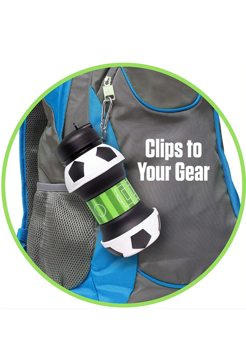 Arabest - Football Soccer Ball Collapsible Foldable Silicone Kids Water Bottle For Camping Hiking School Sports Water Bottles BPA FREE - Image 1