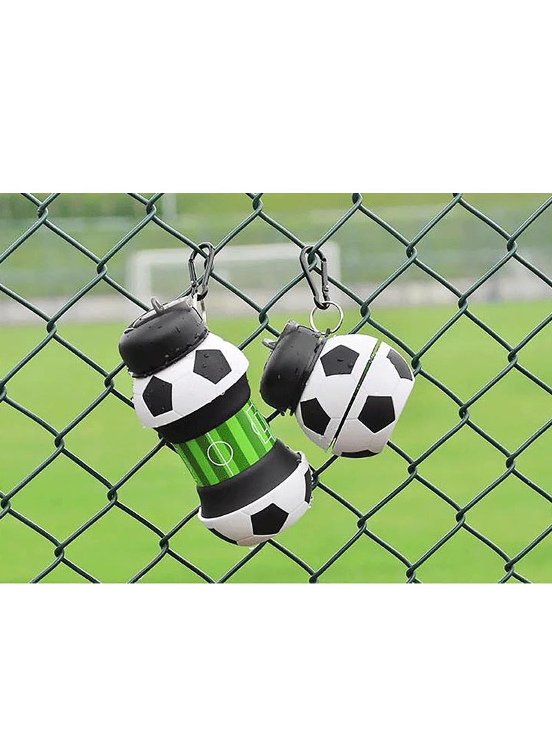 Arabest - Football Soccer Ball Collapsible Foldable Silicone Kids Water Bottle For Camping Hiking School Sports Water Bottles BPA FREE - Image 1