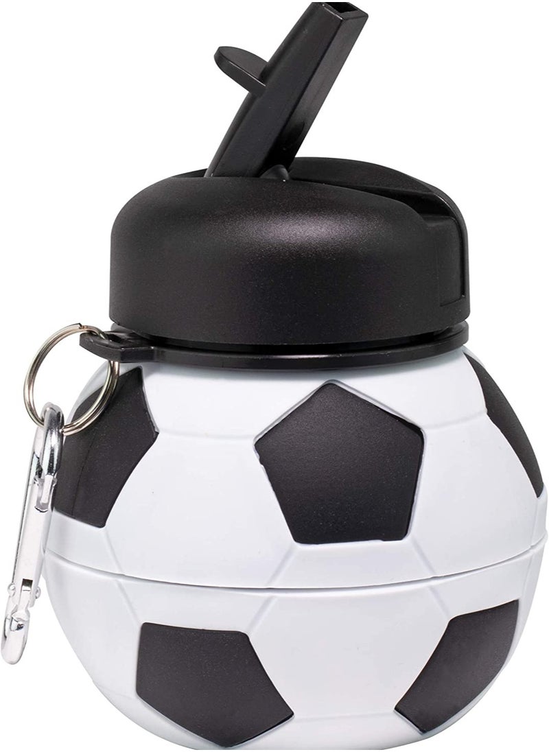 Arabest - Football Soccer Ball Collapsible Foldable Silicone Kids Water Bottle For Camping Hiking School Sports Water Bottles BPA FREE - Image 1