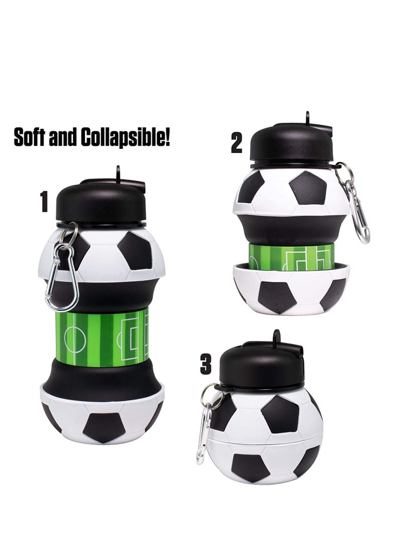 Arabest - Football Soccer Ball Collapsible Foldable Silicone Kids Water Bottle For Camping Hiking School Sports Water Bottles BPA FREE - Image 1