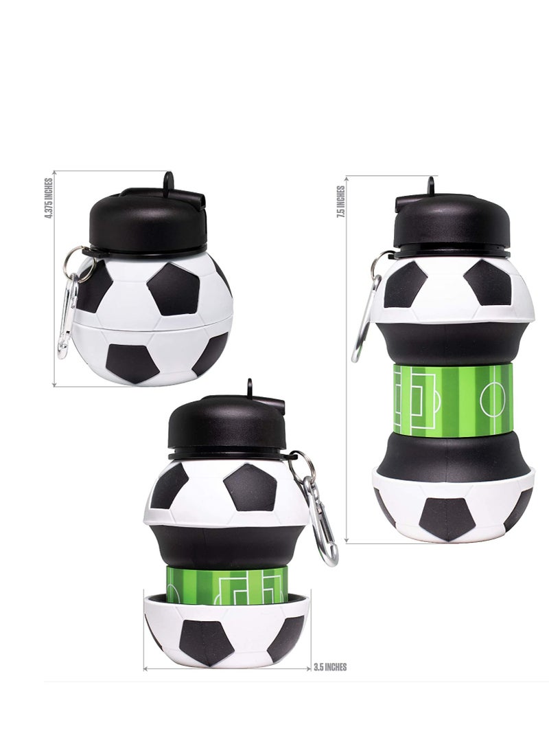 Arabest - Football Soccer Ball Collapsible Foldable Silicone Kids Water Bottle For Camping Hiking School Sports Water Bottles BPA FREE - Image 1