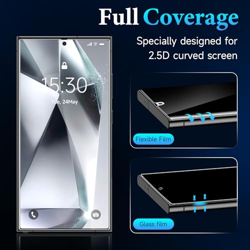 LYWHL 2 Pack for Samsung Galaxy S24 Ultra Privacy Screen Protector, Anti-Spy Flexible Hydrogel Film, Sensitive Touch & Fingerprint Unlock, Durable Anti-Scratch Shock-Resistant Full Coverage - Image 4