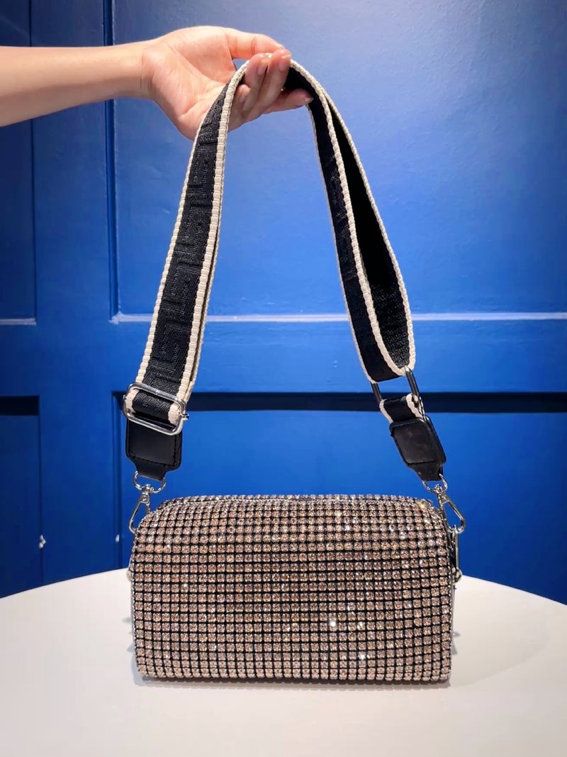 Popular Cosmetic Bag Portable Women's Bag Autumn and Winter New Style Bag Women's Fashionable Chain Rhinestone Shoulder Crossbody Bag for Women
