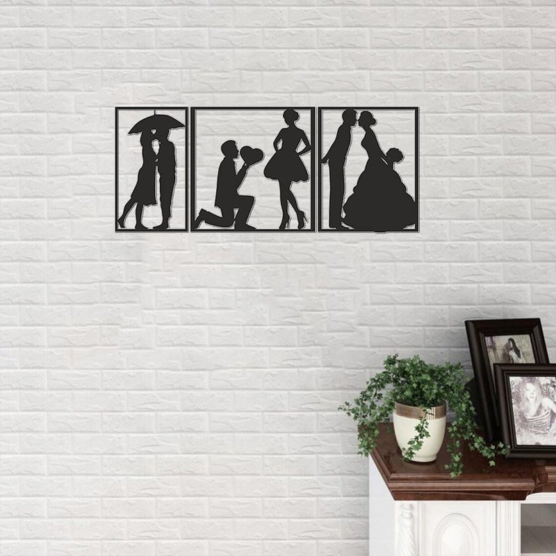 TAGROCK Romantic Couple Love Wall Decor MDF Wood Art Hanging Decorative for coffe shop cafe restaurant home office living room bedroom 816 3 Piece Set Couple Love - Image 1