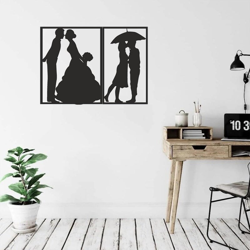 TAGROCK Romantic Couple Love Wall Decor MDF Wood Art Hanging Decorative for coffe shop cafe restaurant home office living room bedroom 816 3 Piece Set Couple Love - Image 2