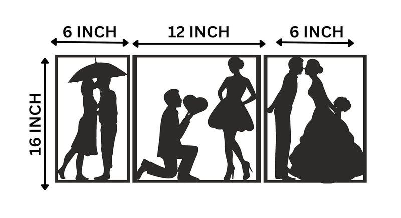 TAGROCK Romantic Couple Love Wall Decor MDF Wood Art Hanging Decorative for coffe shop cafe restaurant home office living room bedroom 816 3 Piece Set Couple Love - Image 5