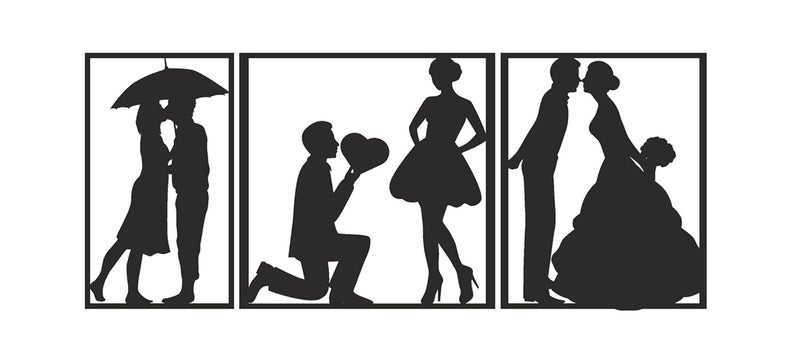 TAGROCK Romantic Couple Love Wall Decor MDF Wood Art Hanging Decorative for coffe shop cafe restaurant home office living room bedroom 816 3 Piece Set Couple Love - Image 3