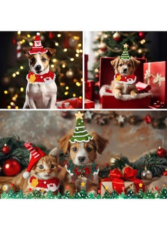 Geyoga Geyoga 4 Pcs Pet Christmas Costume Suit for Cat Dog Santa Collar Christmas Tree Hat Knitted Adjustable Christmas Costume for Winter Holiday Puppy Kitten Pet Clothes Small Medium(Classic Design)  - Image 3