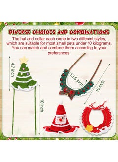 Geyoga Geyoga 4 Pcs Pet Christmas Costume Suit for Cat Dog Santa Collar Christmas Tree Hat Knitted Adjustable Christmas Costume for Winter Holiday Puppy Kitten Pet Clothes Small Medium(Classic Design)  - Image 1