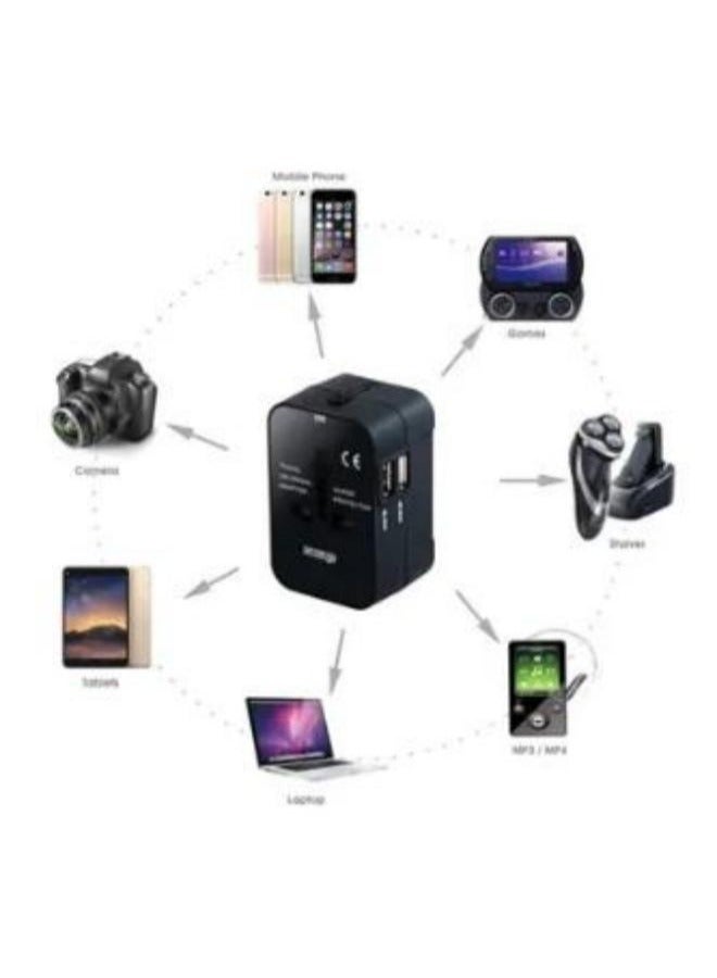 3-in-1 Universal Travel Power Adapter, Multi-Country Socket Converter with Dual USB Ports (2.4A) US/EU/UK/AU Plug Global Travel Adapter for Laptops, Phones, Tablets, Black  - Image 4