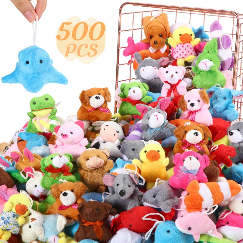 Hungdao 500 Pcs Mini Stuffed Animals Toys Bulk Mini Animal Plush Toy Assortment Set Tiny Small Animal Toys Gifts Carnival Classroom Prizes for Boys Girls Party Favors Wedding Graduation Party Favors - Image 2