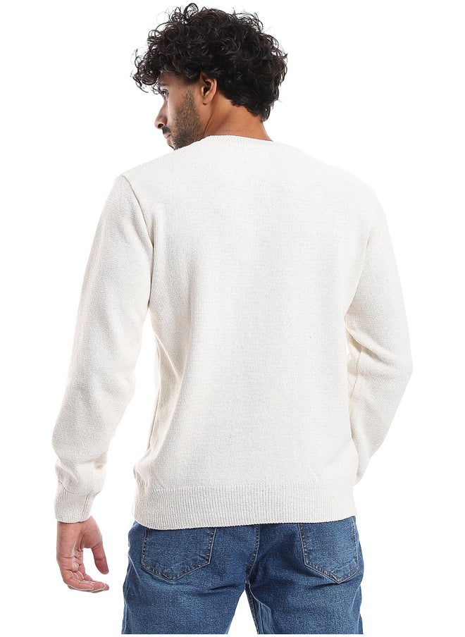 Andora Plain Pattern Round Collar Pullover _ Off White  - Image 2