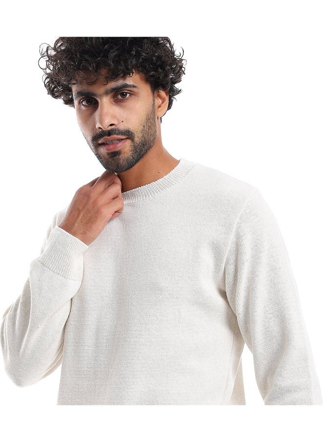 Andora Plain Pattern Round Collar Pullover _ Off White  - Image 3