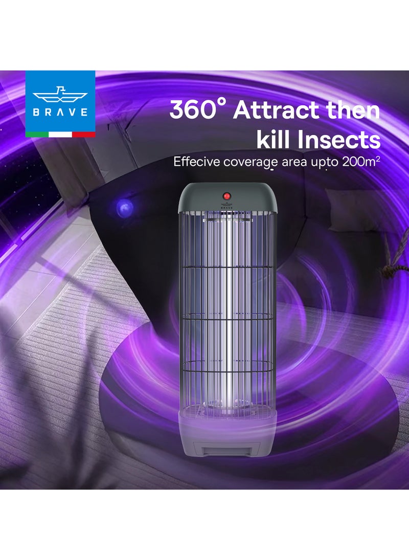 Brave Electric Insect Killer Bug Zapper 15W UV Lamp (1800V) | Powerful Mosquito Killer & Fly Trap | Silent Pest Control Light for Indoor & Outdoor Use | Home, Kitchen, Bedroom, Office, Garden, Patio & Restaurant | Grey - Image 4