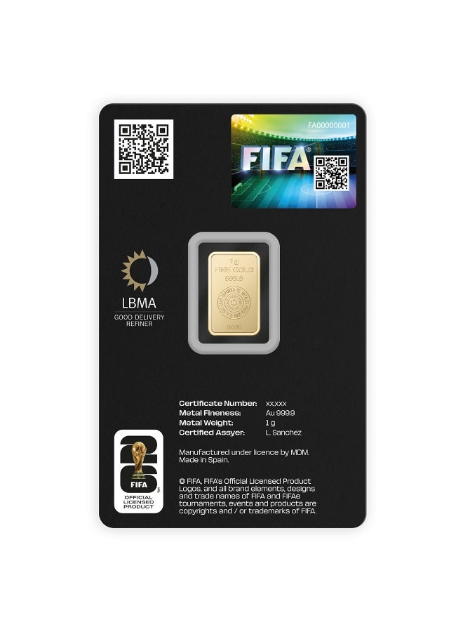 PAMP 1 GRAM 999.9 GOLD BAR FIFA WORLD CUP 2026 - Image 1