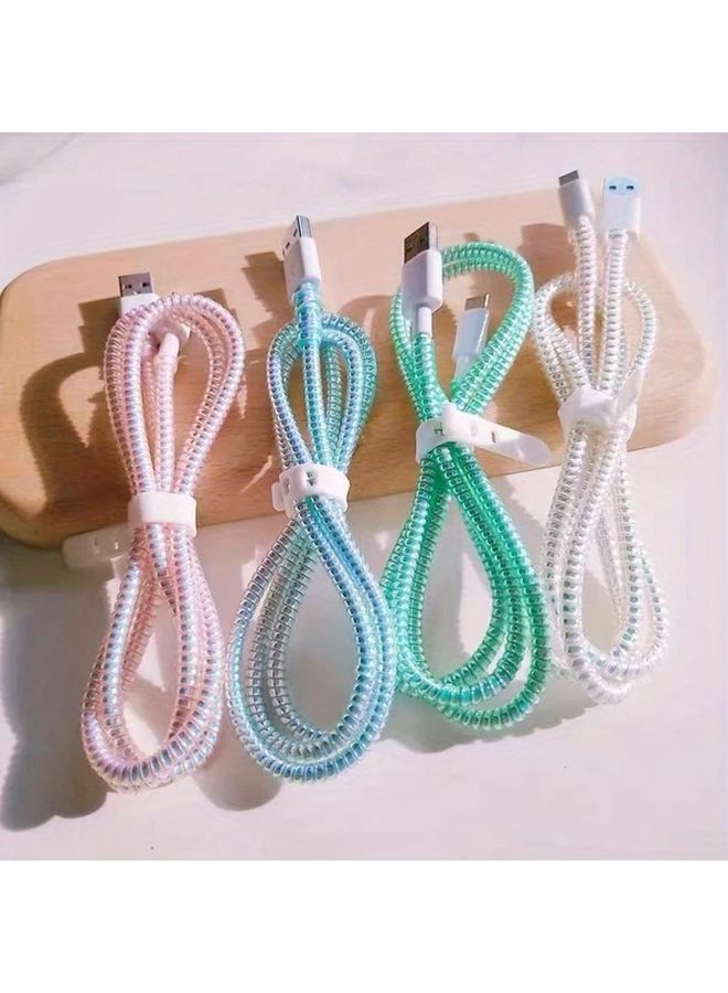 Laser Yellow 55 Inch Break Proof Spring Cable Organizer For Phone Charger Headphones - Image 2