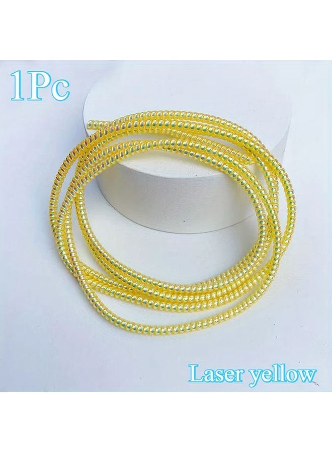 Laser Yellow 55 Inch Break Proof Spring Cable Organizer For Phone Charger Headphones - Image 1