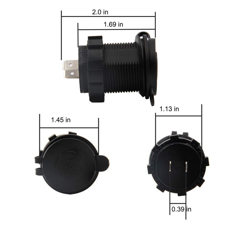WYMECT Dual USB Charger Socket Waterproof Power Outlet 12V/24V 2.1A for Car Boat Marine RV with Blue LED - Image 3