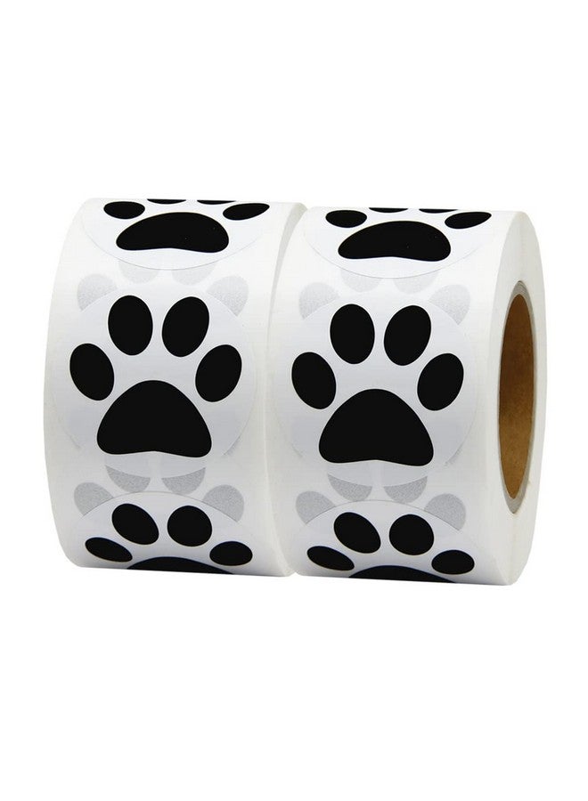 Hcode 1.5" Round Black Bear Paw Print Stickers Dog Puppy Paw Stickers Bear Paw Stickers 500 Pieces Per Roll (Black, 2 Roll) - Image 1