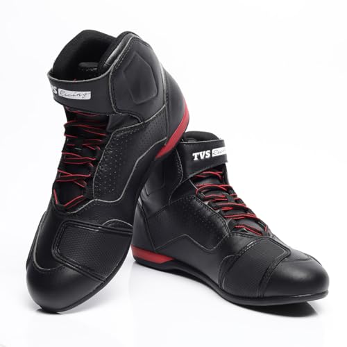 TVS Racing Ankle Length Riding Boots for Men:Waterproof Riding Shoes with Reflective Panels (Size-7/Black) - Image 4