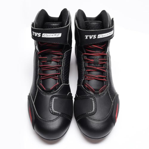 TVS Racing Ankle Length Riding Boots for Men:Waterproof Riding Shoes with Reflective Panels (Size-7/Black) - Image 2