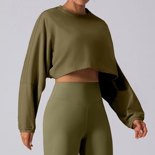 Casual Long-Sleeve Crop Top Sweatshirt for Women Army Green - pzsku/Z3B49791219649D088C4DZ/45/1746220033/1d83898b-044b-4f66-8c40-7feadc78d3de