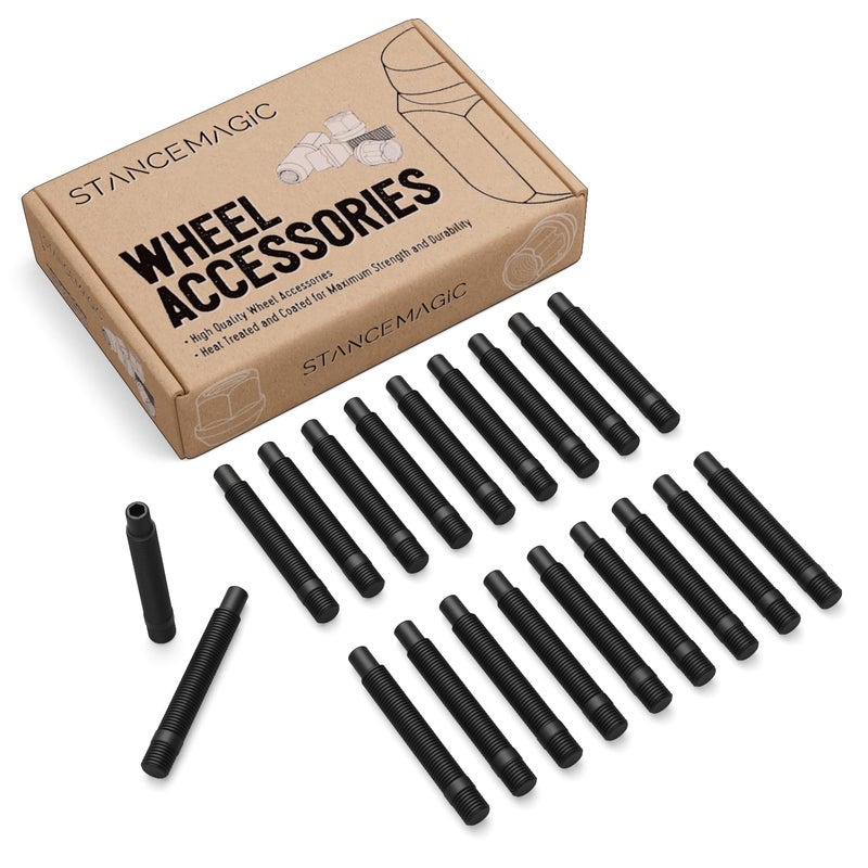 StanceMagic Extended Black Wheel Stud Conversion M12x1.5, 88mm Total Length, 63mm Shank Length, Compatible with BMW Vehicles with 12x1.5 Lug Bolts - Pack of 20 - Image 1