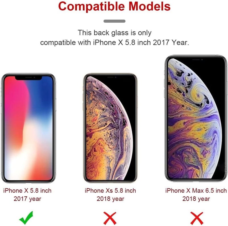 Perzework OEM Rear Back Glass Replacement for iPhone X 5.8 inches with Reparing Toolkit and Pre-Installed Adhesive (Space Gray/Black) - Image 2
