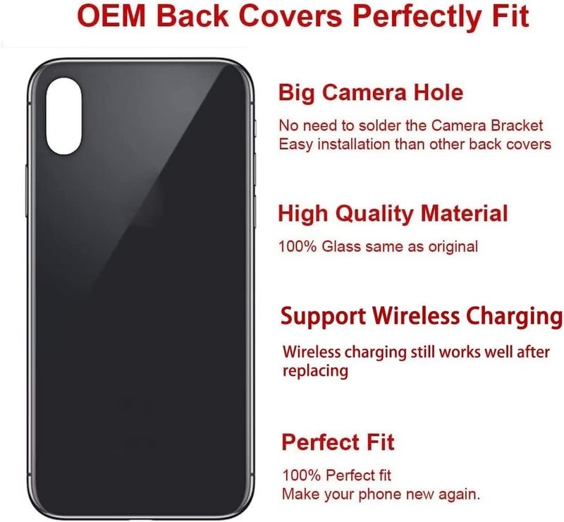 Perzework OEM Rear Back Glass Replacement for iPhone X 5.8 inches with Reparing Toolkit and Pre-Installed Adhesive (Space Gray/Black) - Image 3