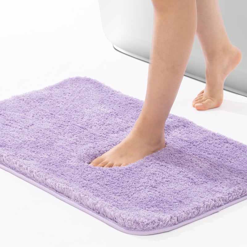 ROSMARUS Shaggy NonSlip Bath Mat 24 x 36 WaterAbsorbent Plush Bathtub Mat Soft Machine Washable Purple