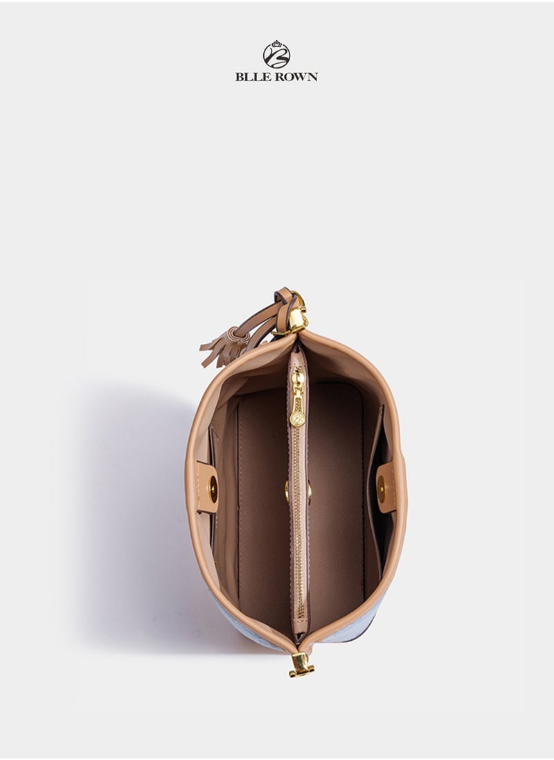 BLLE ROWN Vintage Large Capacity Shoulder Bucket Bag with Adjustable Shoulder Strap, Crossbody Bags Multiple Pocket Purses for Women,Ladies Bags For Women  - Image 4