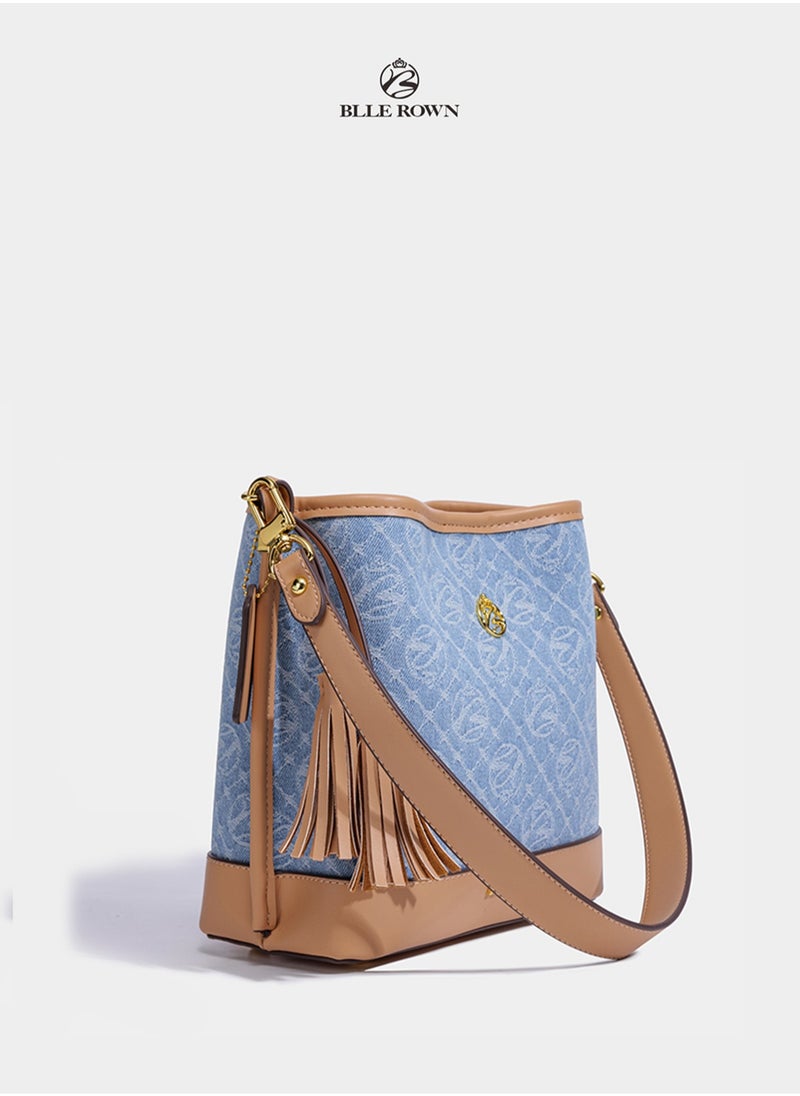 BLLE ROWN Vintage Large Capacity Shoulder Bucket Bag with Adjustable Shoulder Strap, Crossbody Bags Multiple Pocket Purses for Women,Ladies Bags For Women  - Image 5