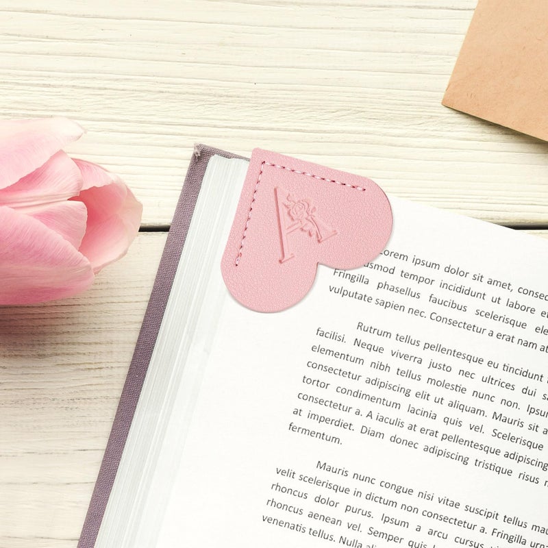 Aganmi 2 Pcs Personalized Gifts Heart Leather Bookmarks, Cute Custom Initial Letter Bookmarks Corner Page Book Marks Reading Accessories Stocking Stuffers for Women Readers Book Lovers Teachers (M) - Image 4