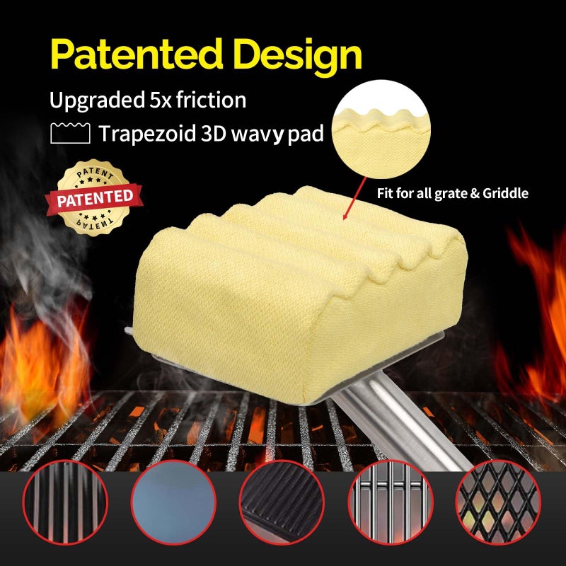 XUDAKAIXIN Grill Brush Bristle Free,Aramid Fiber Wavy Pad Seamless-Fit Cast Iron/Stainless-Steel Grates,BBQ Replaceable Scraper Cleaning Head,Safe Grill Cleaner for Outdoor Grill,Gifts for Men/Dad - Image 4